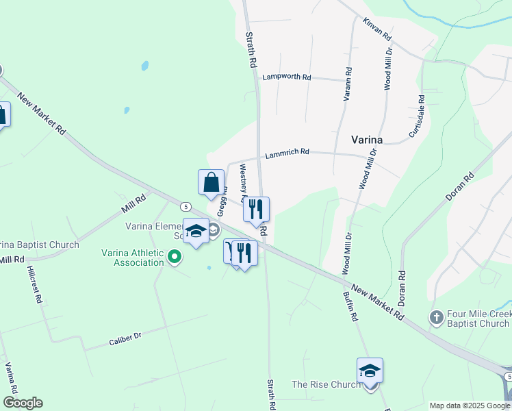 map of restaurants, bars, coffee shops, grocery stores, and more near 7980 Strath Road in Richmond