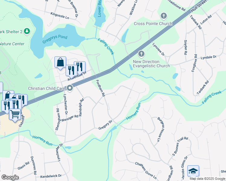 map of restaurants, bars, coffee shops, grocery stores, and more near 3960 Paulhill Road in Richmond