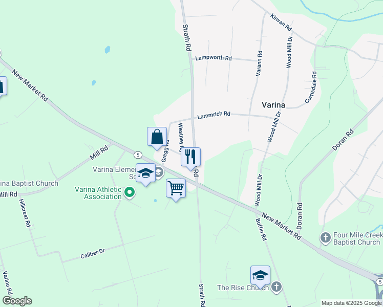 map of restaurants, bars, coffee shops, grocery stores, and more near 7980 Strath Road in Richmond