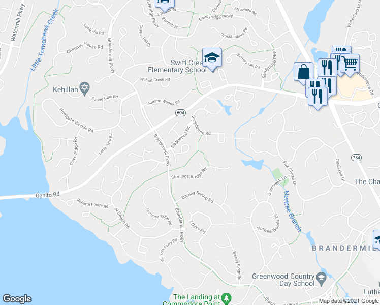 map of restaurants, bars, coffee shops, grocery stores, and more near 13925 Sagegrove Cir in Midlothian