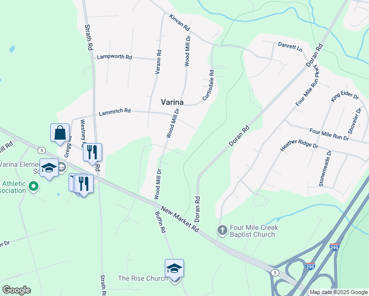 map of restaurants, bars, coffee shops, grocery stores, and more near 2808 Milwright Drive in Richmond