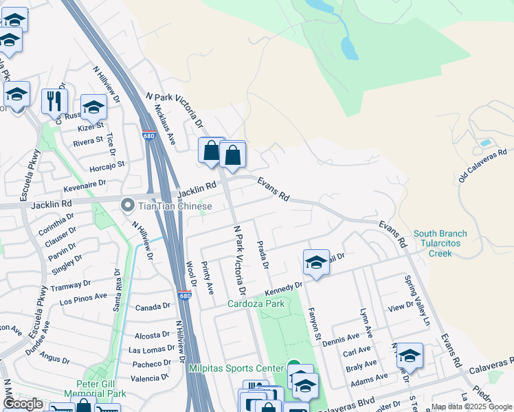 map of restaurants, bars, coffee shops, grocery stores, and more near 1358 Traughber Street in Milpitas