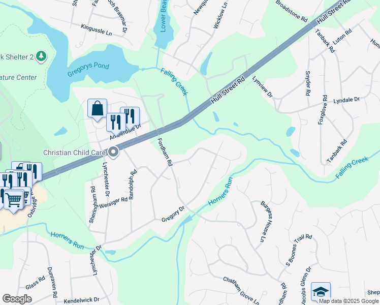 map of restaurants, bars, coffee shops, grocery stores, and more near 3940 Paulhill Road in Richmond