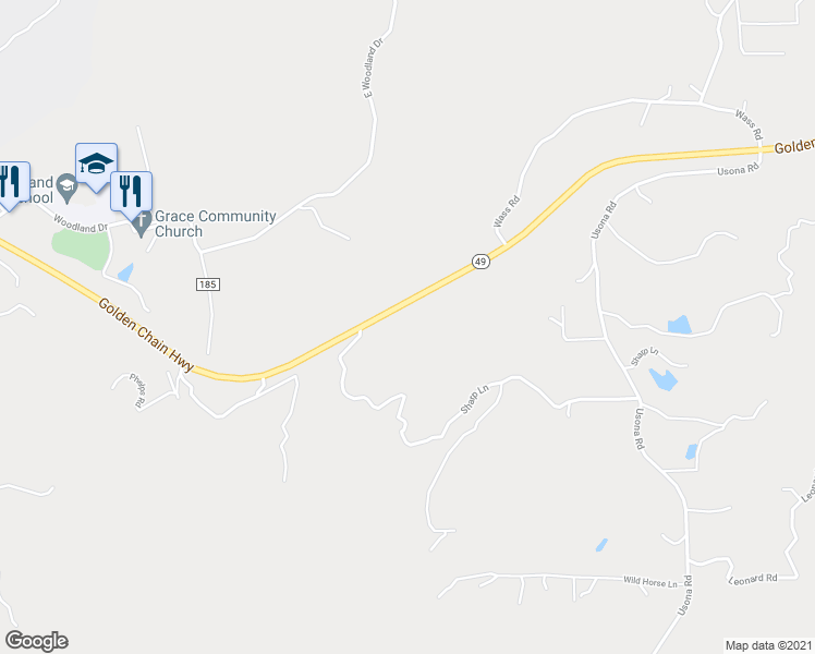 map of restaurants, bars, coffee shops, grocery stores, and more near 3247 Golden Chain Highway in Mariposa