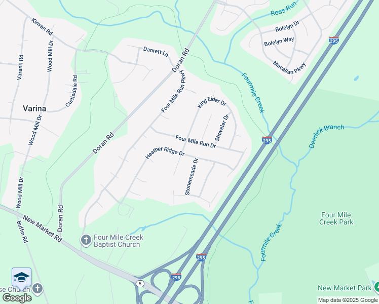 map of restaurants, bars, coffee shops, grocery stores, and more near 3004 Heather Ridge Drive in Richmond