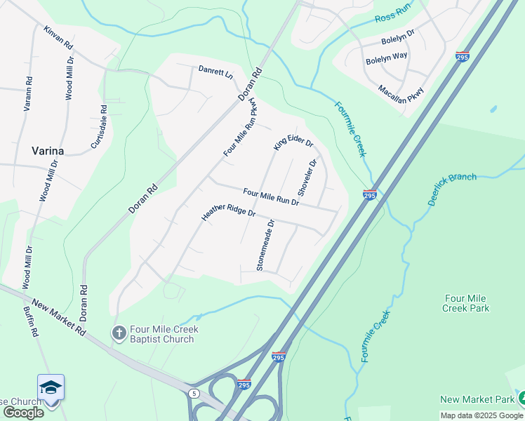 map of restaurants, bars, coffee shops, grocery stores, and more near 3004 Heather Ridge Drive in Richmond