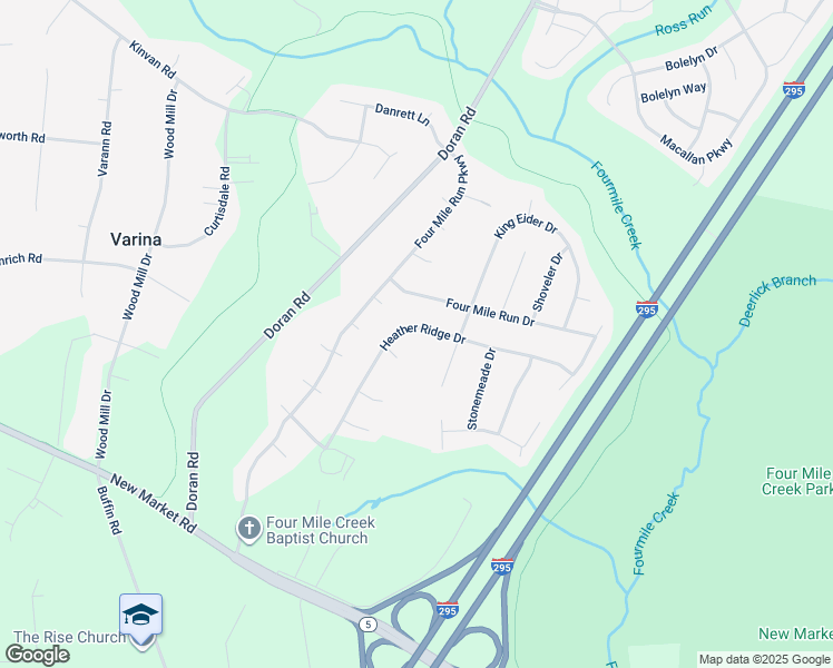 map of restaurants, bars, coffee shops, grocery stores, and more near 2931 Heather Ridge Drive in Henrico