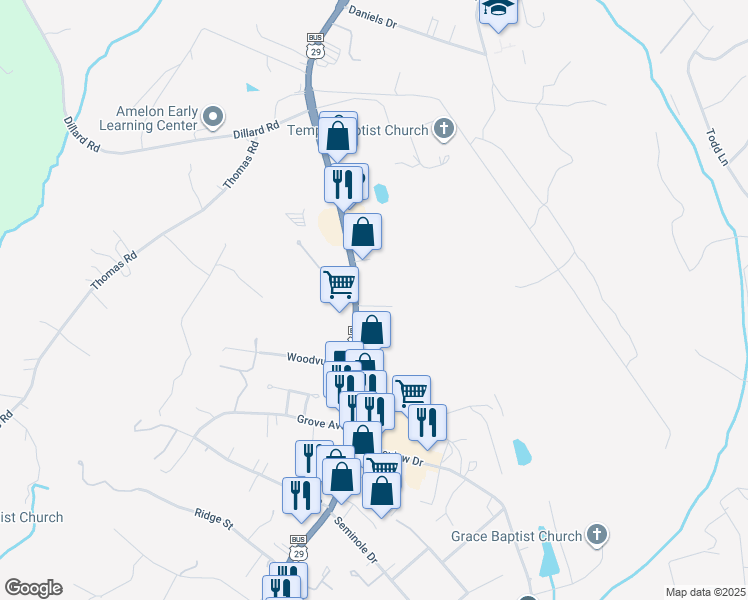 map of restaurants, bars, coffee shops, grocery stores, and more near 4673 South Amherst Highway in Madison Heights