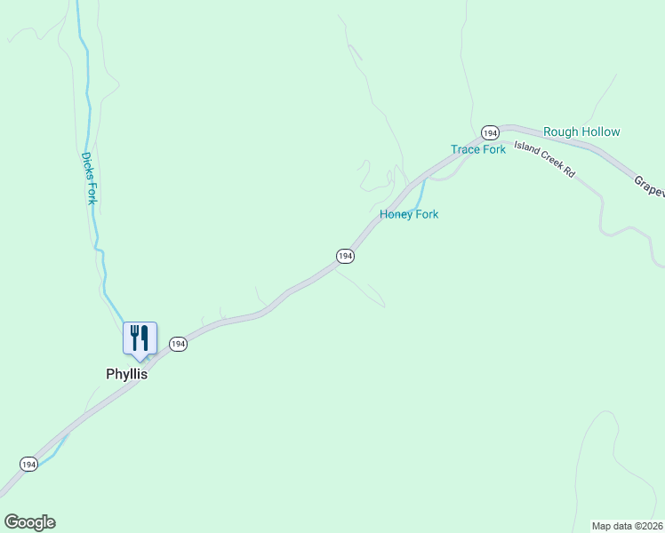 map of restaurants, bars, coffee shops, grocery stores, and more near 16664 Grapevine Road in Phyllis