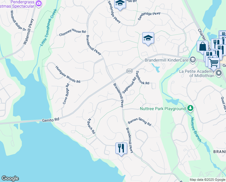 map of restaurants, bars, coffee shops, grocery stores, and more near 14004 Liberty Oaks Court in Midlothian