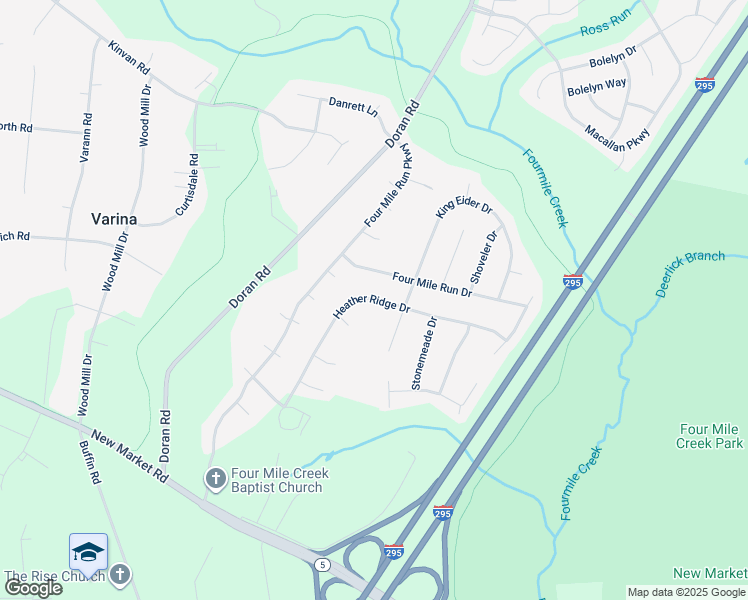 map of restaurants, bars, coffee shops, grocery stores, and more near 2931 Heather Ridge Drive in Henrico
