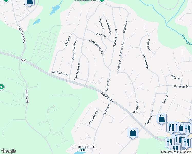 map of restaurants, bars, coffee shops, grocery stores, and more near 3219 Hollyglen Court in Midlothian