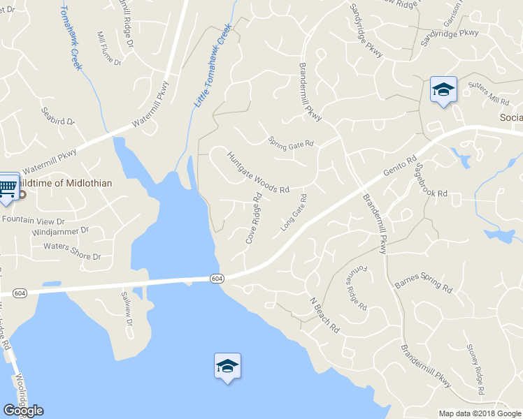 map of restaurants, bars, coffee shops, grocery stores, and more near 2901 Cove Ridge Road in Midlothian