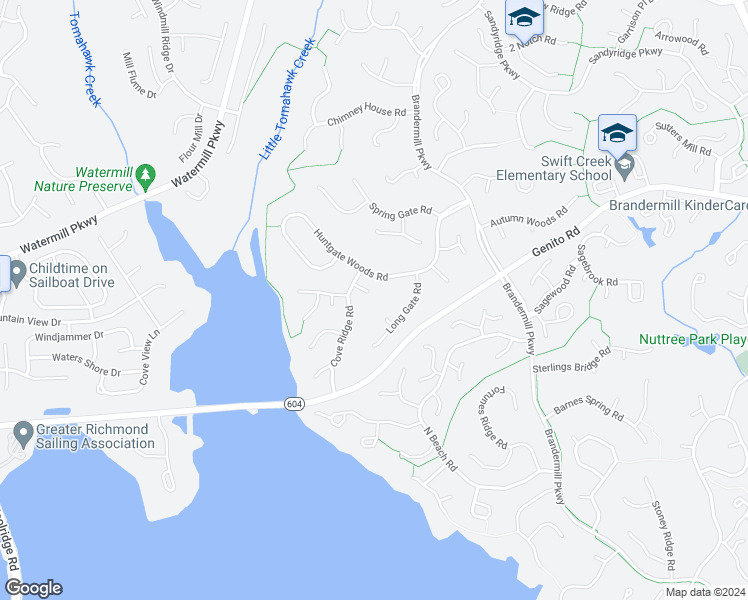 map of restaurants, bars, coffee shops, grocery stores, and more near 14201 Cove Ridge Court in Midlothian