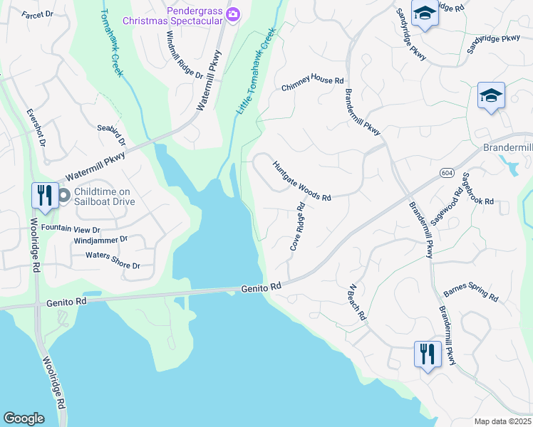 map of restaurants, bars, coffee shops, grocery stores, and more near 14315 Cove Ridge Place in Midlothian