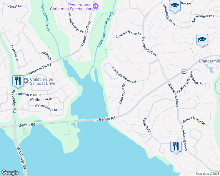 map of restaurants, bars, coffee shops, grocery stores, and more near 14315 Cove Ridge Place in Midlothian