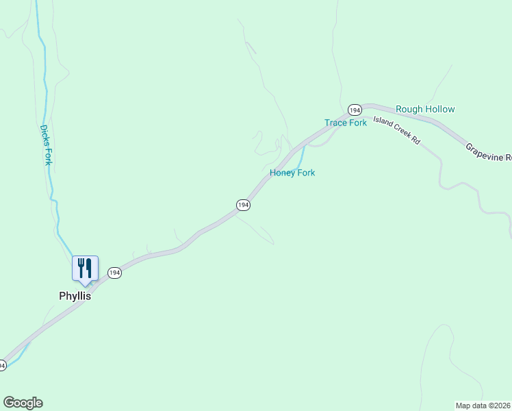 map of restaurants, bars, coffee shops, grocery stores, and more near 16664-17098 Grapevine Road in Phyllis