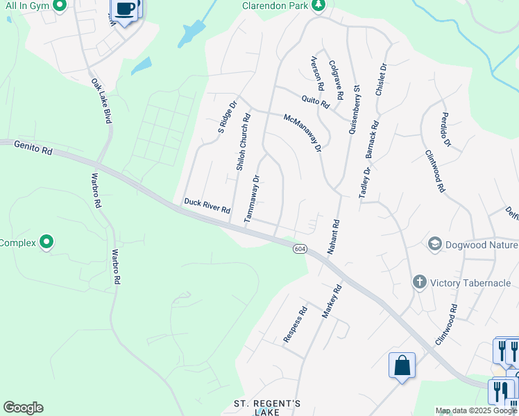 map of restaurants, bars, coffee shops, grocery stores, and more near 12205 McKenna Circle in Midlothian