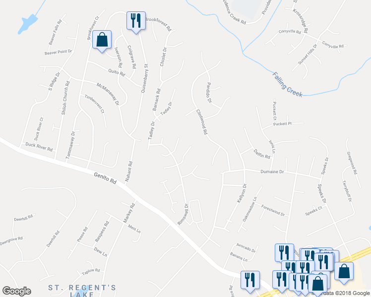 map of restaurants, bars, coffee shops, grocery stores, and more near 11830 Rimswell Place in Midlothian