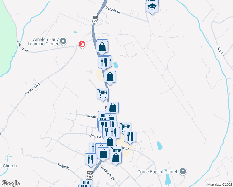 map of restaurants, bars, coffee shops, grocery stores, and more near 4623 South Amherst Highway in Madison Heights