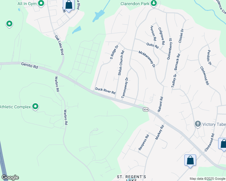 map of restaurants, bars, coffee shops, grocery stores, and more near 12304 Duck River Road in Midlothian