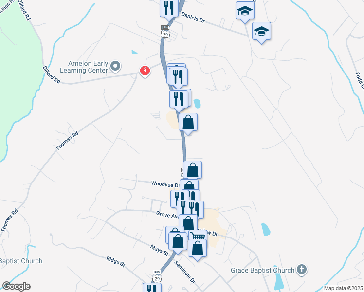 map of restaurants, bars, coffee shops, grocery stores, and more near 4630 South Amherst Highway in Madison Heights