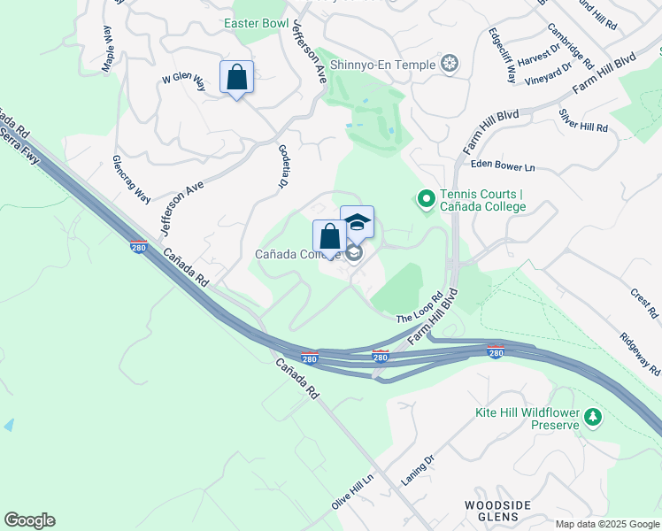 map of restaurants, bars, coffee shops, grocery stores, and more near 4200 Farm Hill Boulevard in Redwood City