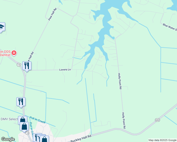 map of restaurants, bars, coffee shops, grocery stores, and more near 174 Oakley Pointe Lane in Mathews