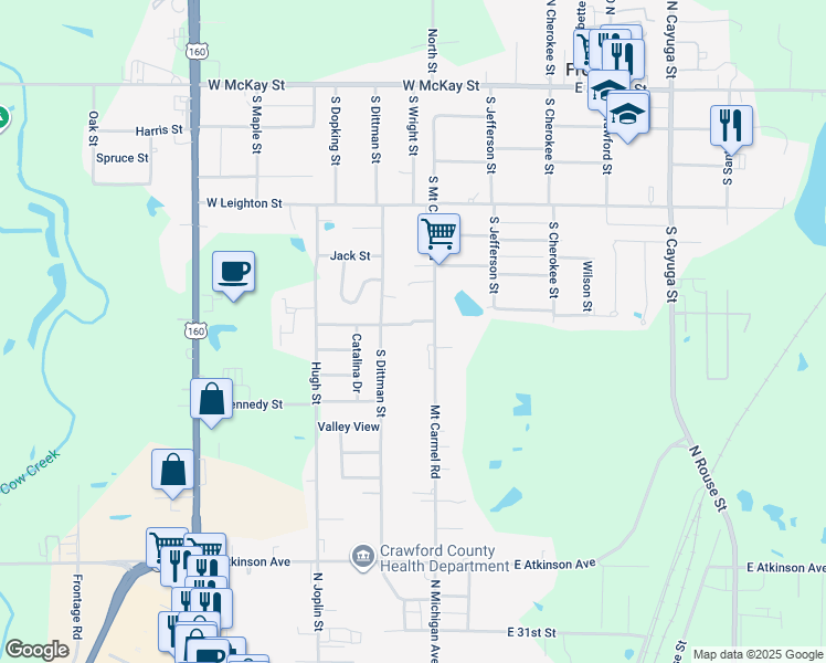 map of restaurants, bars, coffee shops, grocery stores, and more near 301-399 McKinley Street in Frontenac
