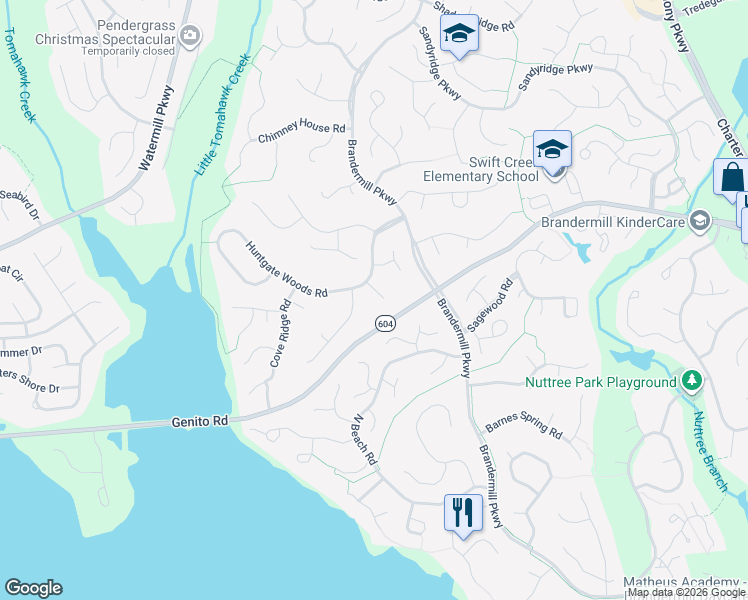 map of restaurants, bars, coffee shops, grocery stores, and more near 2802 Fairgate Road in Midlothian
