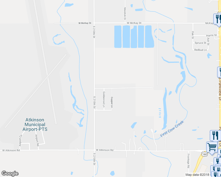 map of restaurants, bars, coffee shops, grocery stores, and more near 1517 Silverdust in Frontenac
