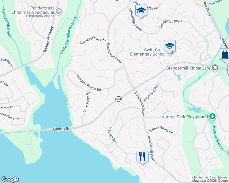 map of restaurants, bars, coffee shops, grocery stores, and more near 2802 Fairgate Road in Midlothian
