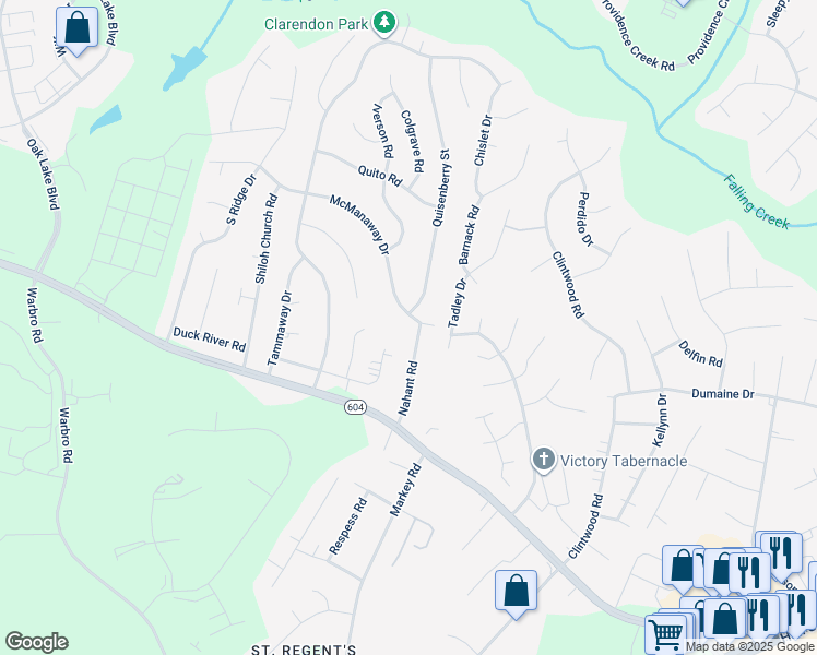 map of restaurants, bars, coffee shops, grocery stores, and more near 3100 Nahant Road in Midlothian