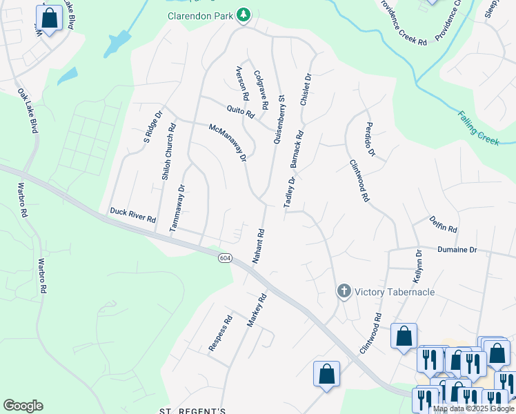 map of restaurants, bars, coffee shops, grocery stores, and more near 3100 Nahant Road in Midlothian