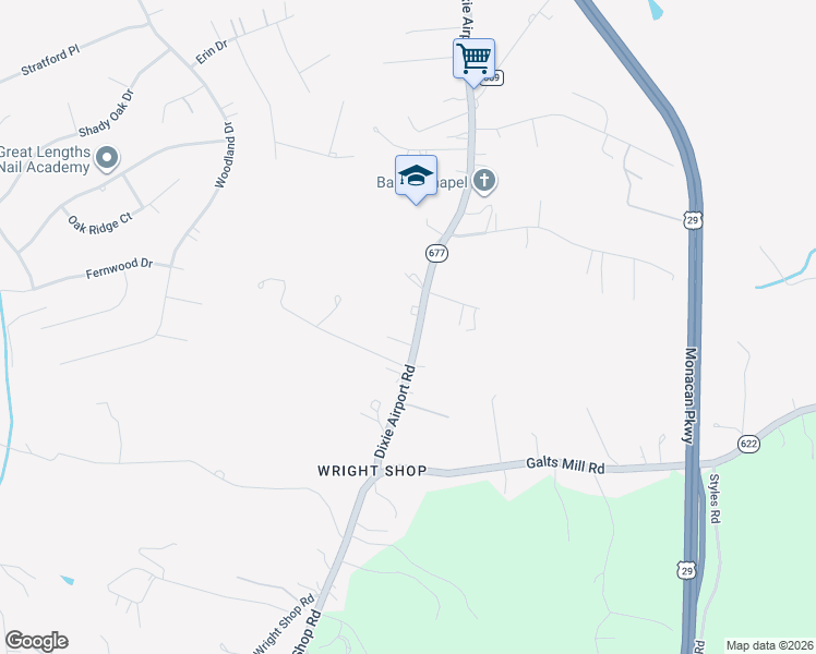 map of restaurants, bars, coffee shops, grocery stores, and more near 1515-1537 Dixie Airport Road in Madison Heights