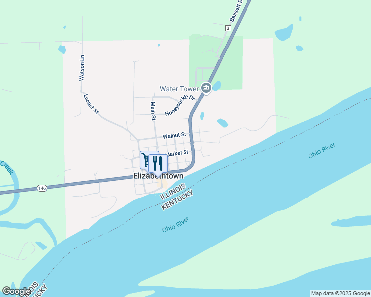 map of restaurants, bars, coffee shops, grocery stores, and more near Dunn Street in Elizabethtown