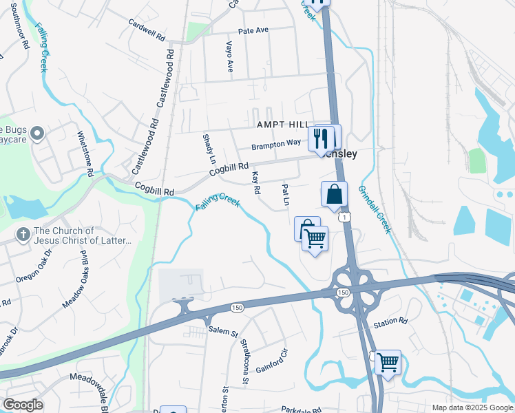 map of restaurants, bars, coffee shops, grocery stores, and more near 5508 Kay Road in Richmond