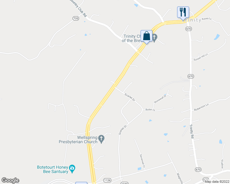 map of restaurants, bars, coffee shops, grocery stores, and more near 841 Scarlet Drive in Daleville