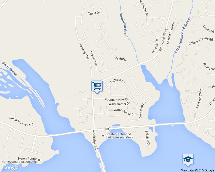 map of restaurants, bars, coffee shops, grocery stores, and more near 14724 Sailboat Circle in Midlothian