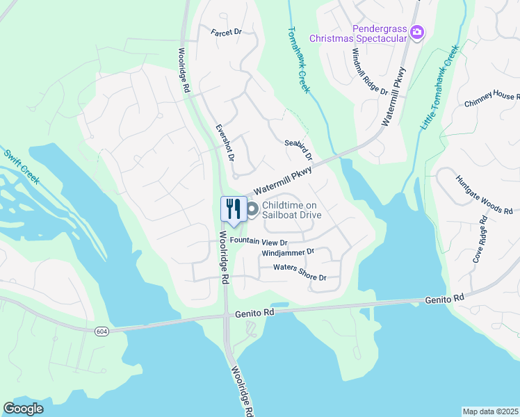 map of restaurants, bars, coffee shops, grocery stores, and more near 14724 Sailboat Circle in Midlothian