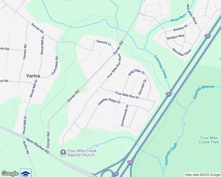 map of restaurants, bars, coffee shops, grocery stores, and more near 2916 Four Mile Run Drive in Henrico
