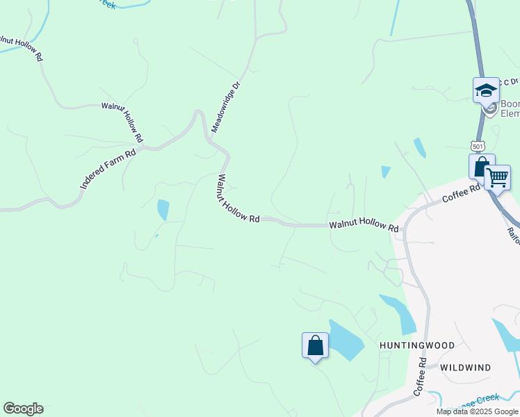 map of restaurants, bars, coffee shops, grocery stores, and more near 1507 Walnut Hollow Road in Lynchburg