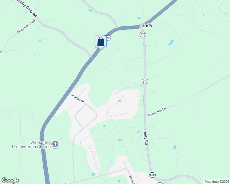 map of restaurants, bars, coffee shops, grocery stores, and more near 2763 Trinity Road in Troutville