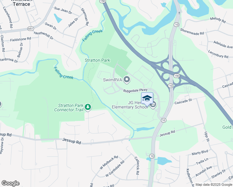 map of restaurants, bars, coffee shops, grocery stores, and more near 5006 Vintner Drive in Richmond