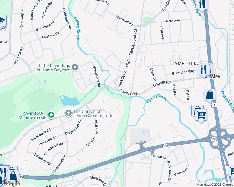 map of restaurants, bars, coffee shops, grocery stores, and more near 3000 Cogbill Road in Richmond