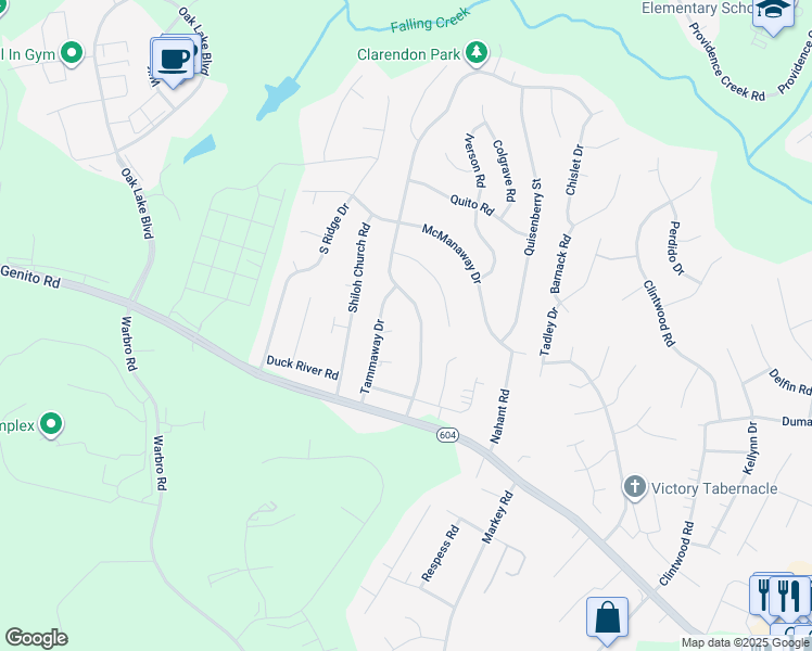 map of restaurants, bars, coffee shops, grocery stores, and more near 12200 McKenna Court in Midlothian