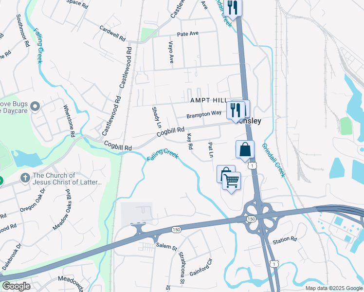 map of restaurants, bars, coffee shops, grocery stores, and more near 2909 Emblem Drive in Richmond