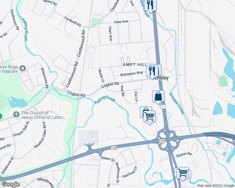 map of restaurants, bars, coffee shops, grocery stores, and more near 2909 Emblem Drive in Richmond