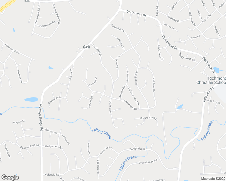 map of restaurants, bars, coffee shops, grocery stores, and more near 4312 Litchfield Drive in Chesterfield
