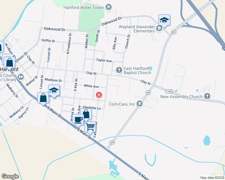 map of restaurants, bars, coffee shops, grocery stores, and more near 112 East McMurtry Avenue in Hartford
